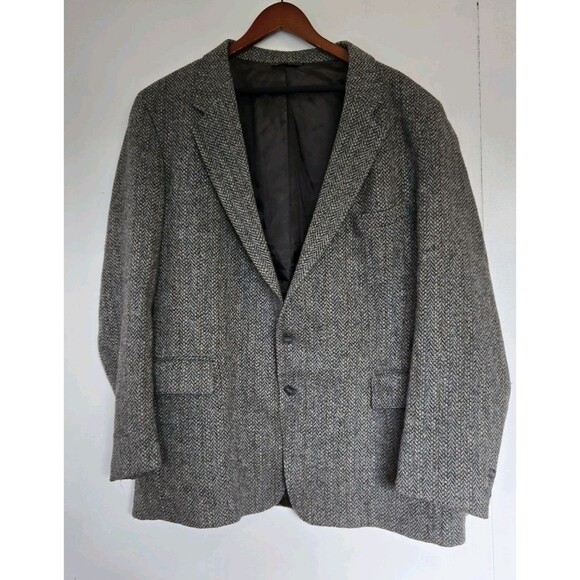 Levi's Other - Vintage Levis Blazer Mens 100% Wool Suit Grey Jacket 50L Tweed Herringbone USA